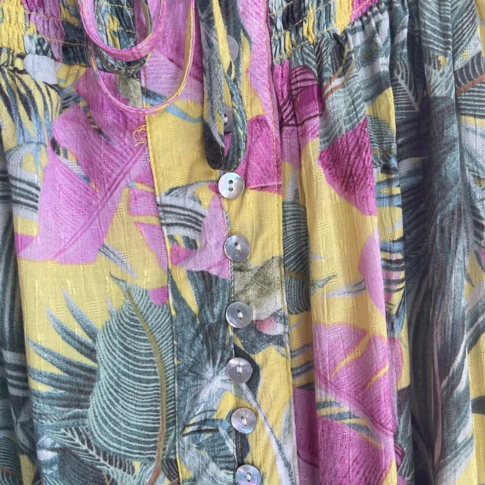 Cynthia Rowley Yellow‎ & Pink Tropical Button-Front Dress
